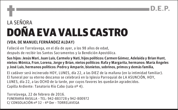 DOÑA EVA VALLS CASTRO