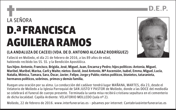 DOÑA FRANCISCA AGUILERA RAMOS