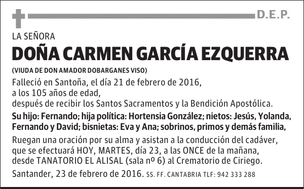 DOÑA CARMEN GARCÍA EZQUERRA