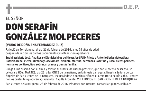 DON SERAFÍN GONZÁLEZ MOLPECERES