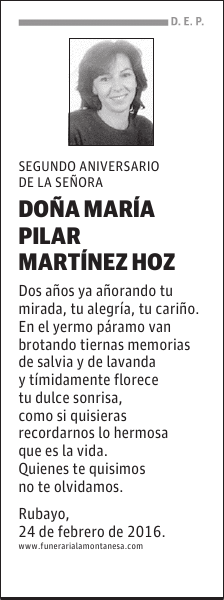 DOÑA MARÍA PILAR MARTÍNEZ HOZ