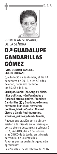 DOÑA GUADALUPE GANDARILLAS GÓMEZ
