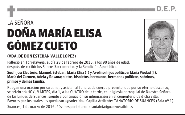 DONA MARÍA ELISA GÓMEZ CUETO