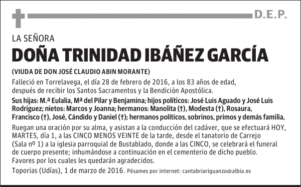 DOÑA TRINIDAD IBAÑEZ GARCÍA