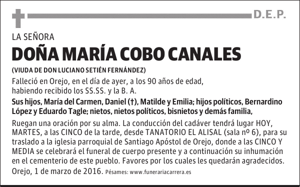 DOÑA MARIA COBO CANALES