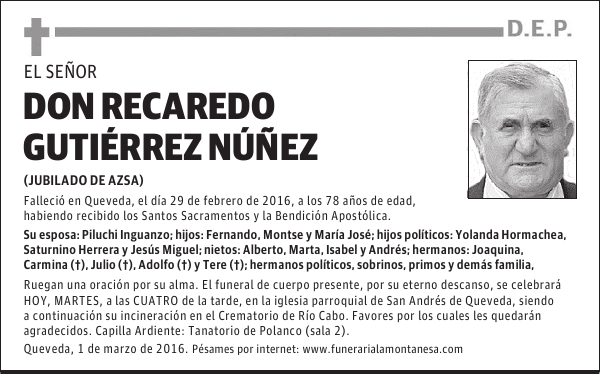 Don Recaredo Gutiérrez Núñez