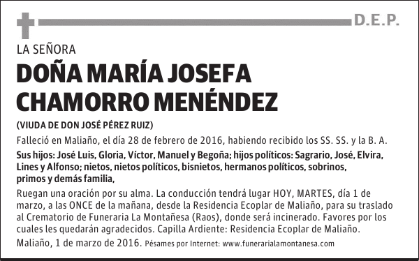 Doña María Josefa Chamorro Menéndez