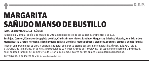 Margarita Sañudo Manso de Bustillo