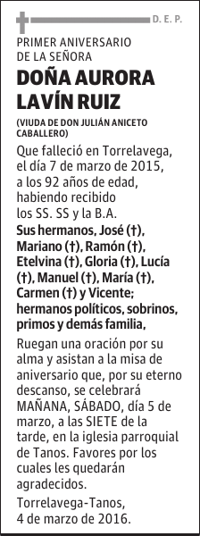 DOÑA AURORA LAVÍN RUIZ