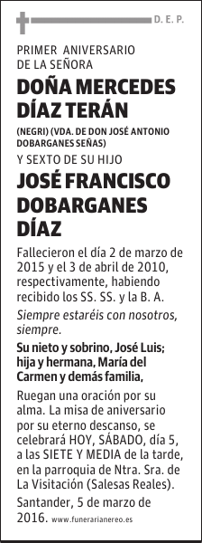 DOÑA MERCEDES DIAZ TERAN
