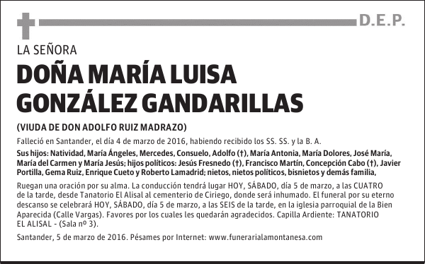 Doña María Luisa González Gandarillas
