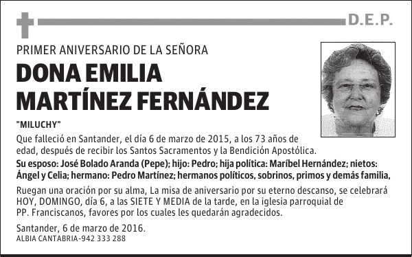 DOÑA EMILIA MARTÍNEZ FERNÁNDEZ