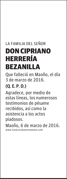 DON CIPRIANO HERRERÍA BEZANILLA