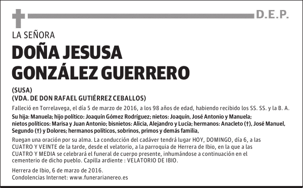 DOÑA JESUSA GONZÁLEZ GUERRERO