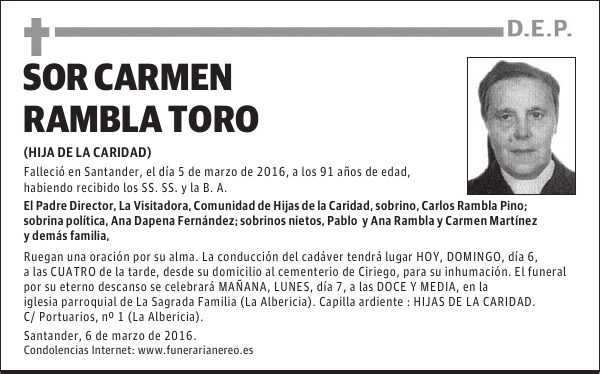 SOR CARMEN RAMBLA TORO