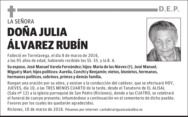 DOÑA JULIA ALVAREZ RUBÍN