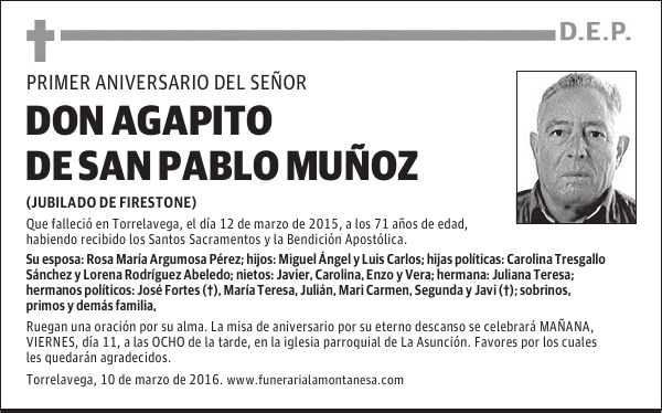 Don Agapito De San Pablo Muñoz