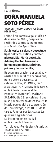DOÑA MANUELA SOTO PEREZ