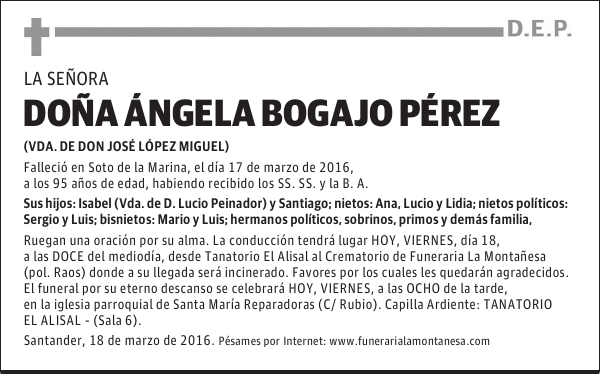 Doña Ángela Bogajo Pérez