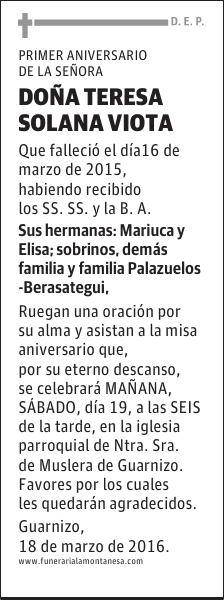 Doña Teresa Solana Viota