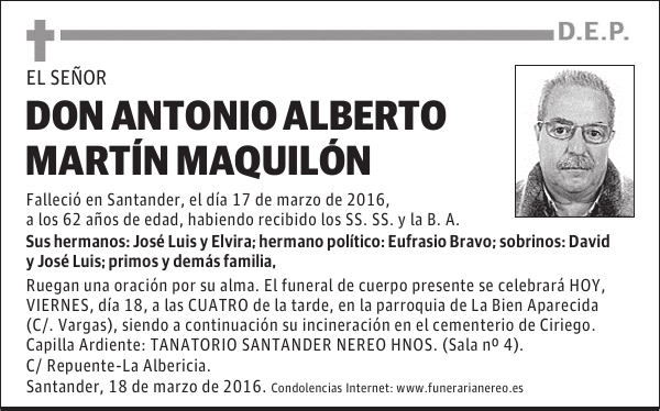 DON ANTONIO ALBERTO MARTÍN MAQUILÓN