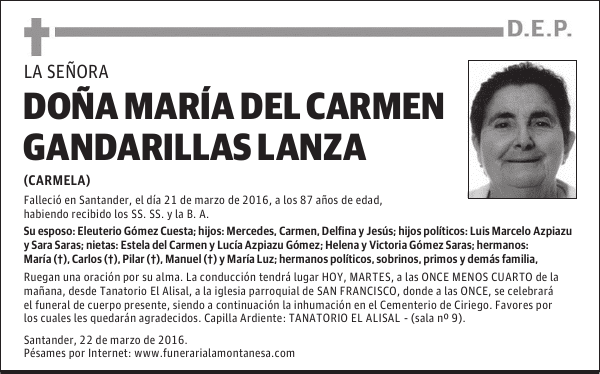 Doña María del Carmen Gandarillas Lanza