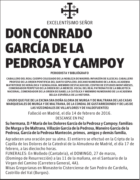 DON CONRADO GARCÍA DE LA PEDROSA Y CAMPOY