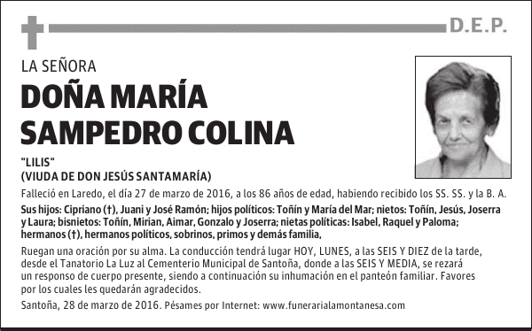 Doña María Sampedro Colina