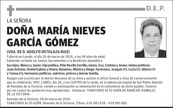 Dña. MARIA NIEVES GARCIA GOMEZ