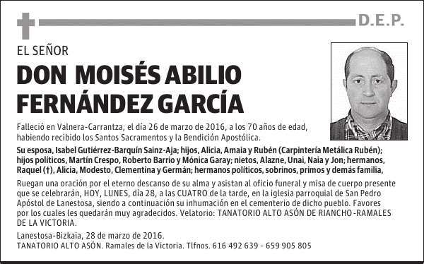 D. MOISES ABILIO FERNANDEZ GARCIA