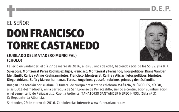 DON FRANCISCO TORRE CASTANEDO