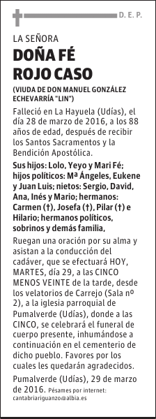 DOÑA FE ROJO CASO