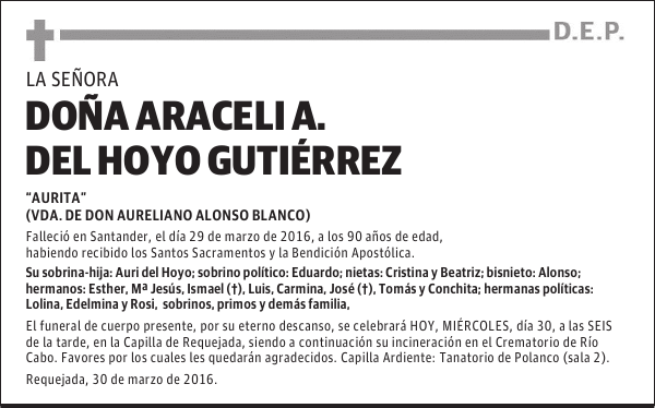 Doña Araceli del Hoyo Gutiérrez