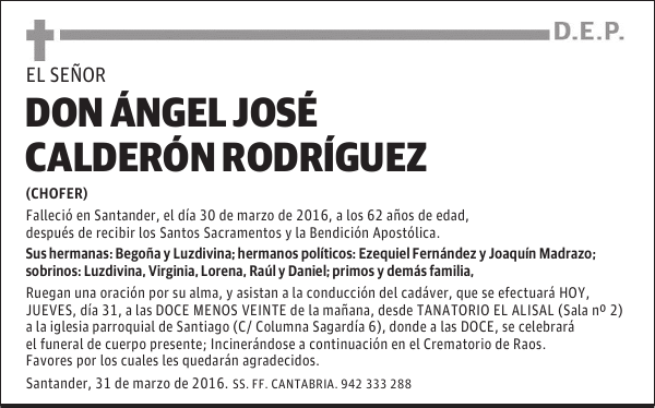 DON ÁNGEL JOSÉ CALDERÓN RODRÍGUEZ