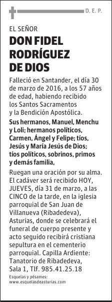 D. FIDEL RODRÍGUEZ DE DIOS