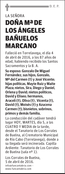 DOÑA Mª DE LOS ÁNGELES BAÑUELOS MARCANO