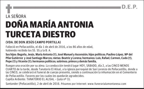 Doña María Antonia Turceta Diestro