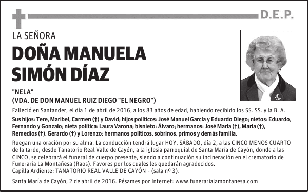 Doña Manuela Simón Díaz