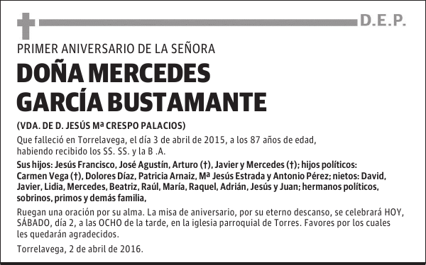 DOÑA MERCEDES GARCÍA BUSTAMANTE