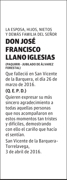DON JOSÉ FRANCISCO LLANO IGLESIAS