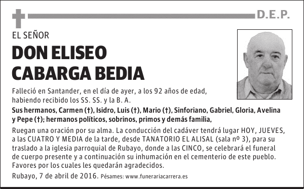 DON ELISEO CABARGA BEDIA