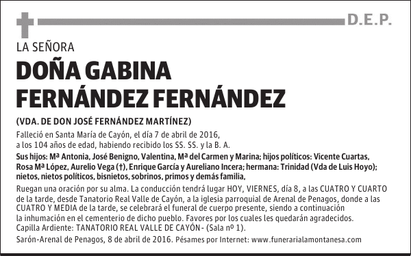 Doña Gabina Fernández Fernández