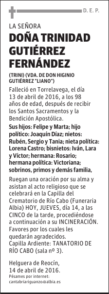 DOÑA TRINIDAD GUTIÉRREZ FERNÁNDEZ