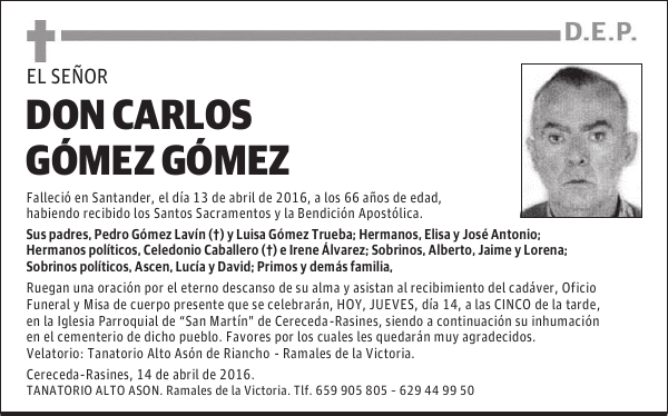 DON CARLOS GÓMEZ GÓMEZ