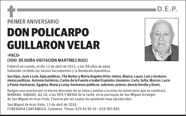 D. POLICARPO GUILLARON VELAR
