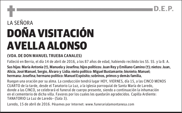 Doña Visitación Avella Alonso