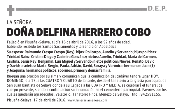 Doña Delfína Herrero Cobo
