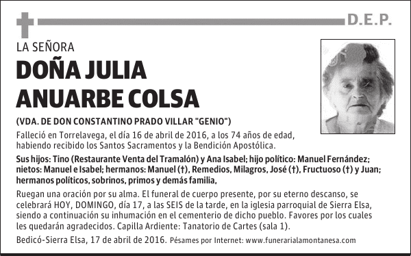Doña Julia Anuarbe Colsa
