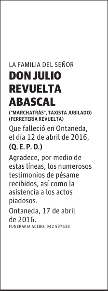 D. JULIO REVUELTA ABASCAL