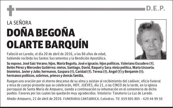 DOÑA. BEGOÑA OLARTE BARQUIN